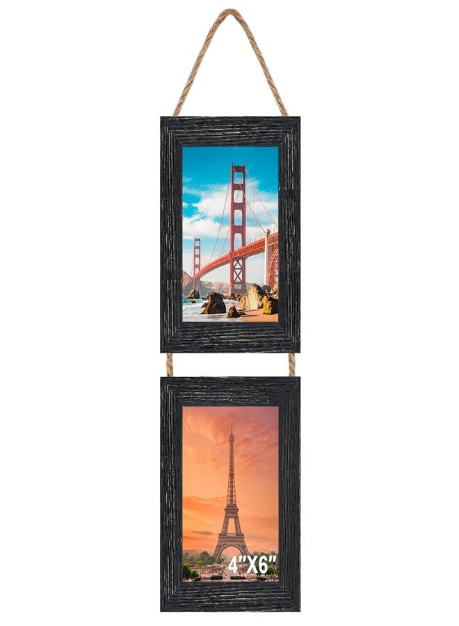 Rexllon 4x6 Wall Hanging Picture Frames Collage with 2 Opening Black Frames - Image 1